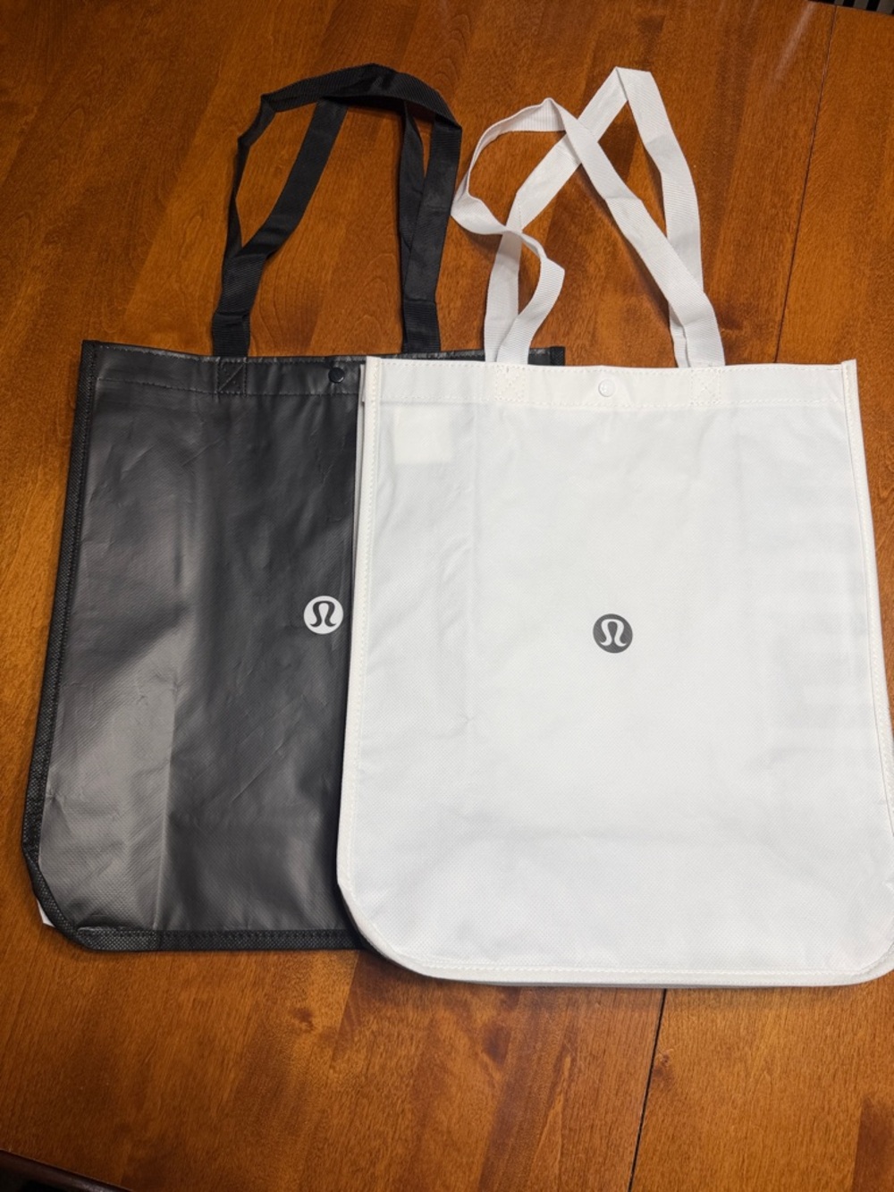 2 lululemon athletica Black Reusable Tote with Center Logo 14x16x6